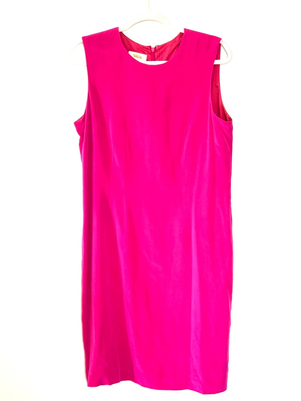 Talbots 100% Silk Hot Pink Sheath Dress Sleeveless Vintage Size 14